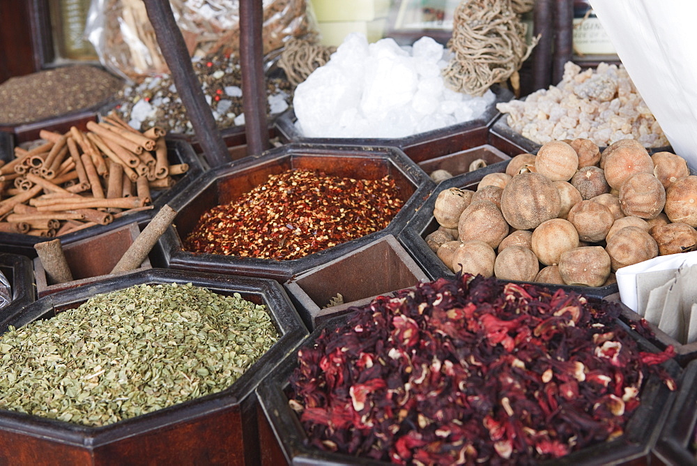 Spices for sale in the Spice Souk, Deira, Dubai, United Arab Emirates, Middle East