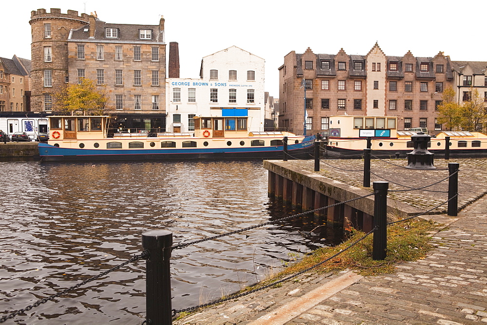 New and old waterside buildings, Leith, Edinburgh, Scotland, United Kingdom, Europe