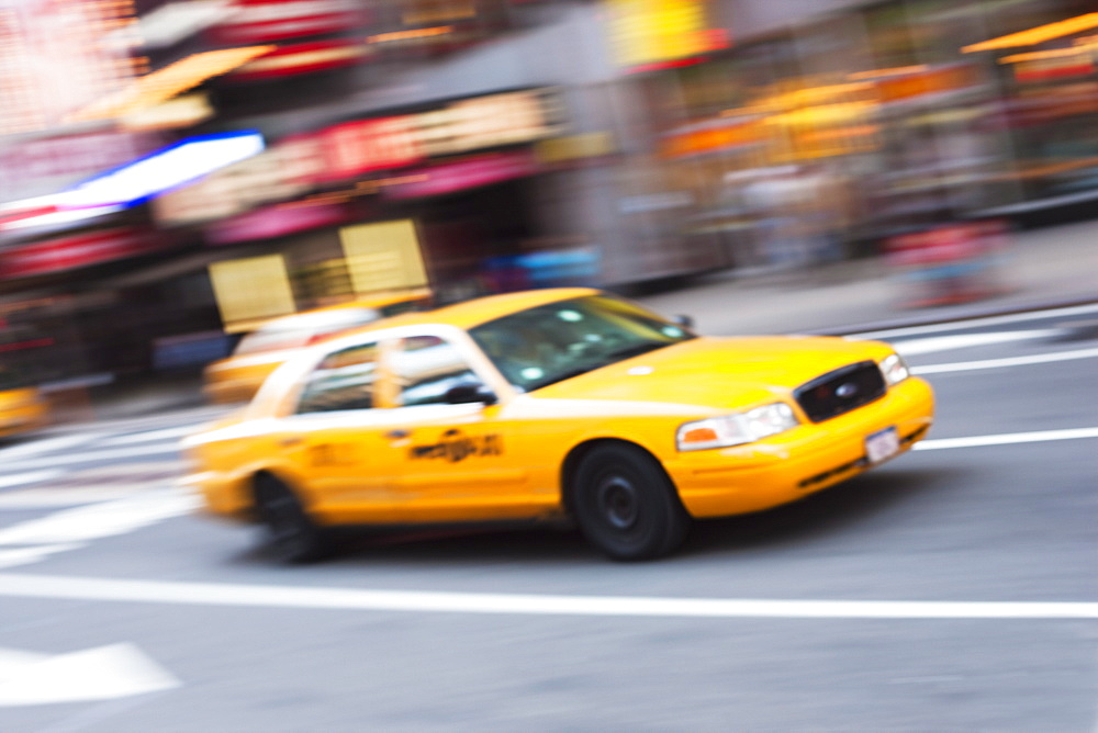 Taxi cabs in Times Square, Midtown, Manhattan, New York City, New York, United States of America, North America