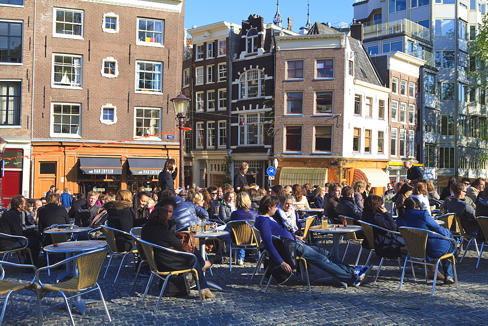 Cafes by the Singel Canal, Amsterdam, Netherlands, Europe