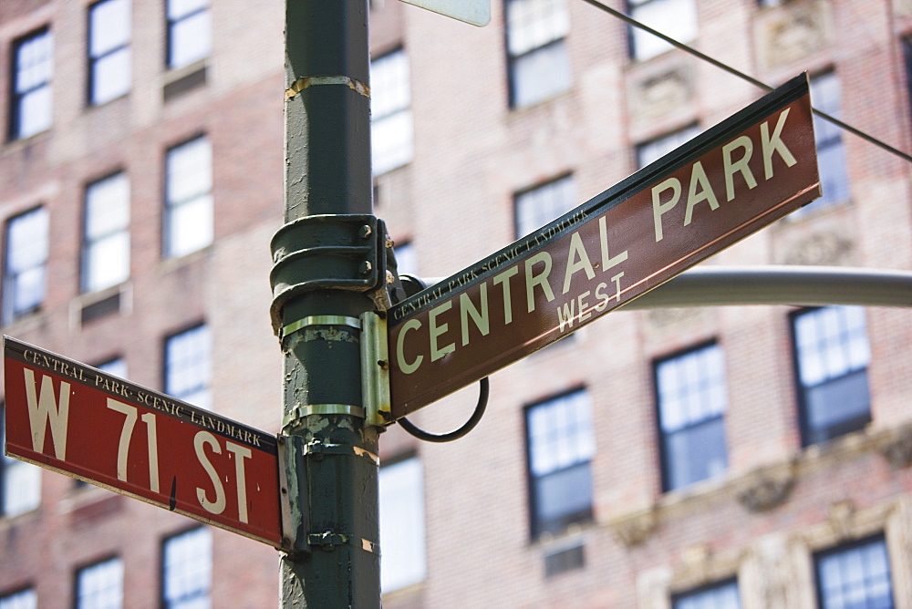 Central Park sign, Manhattan, New York City, New York, United States of America, North America