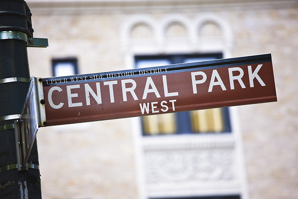 Central Park sign, Manhattan, New York City, New York, United States of America, North America