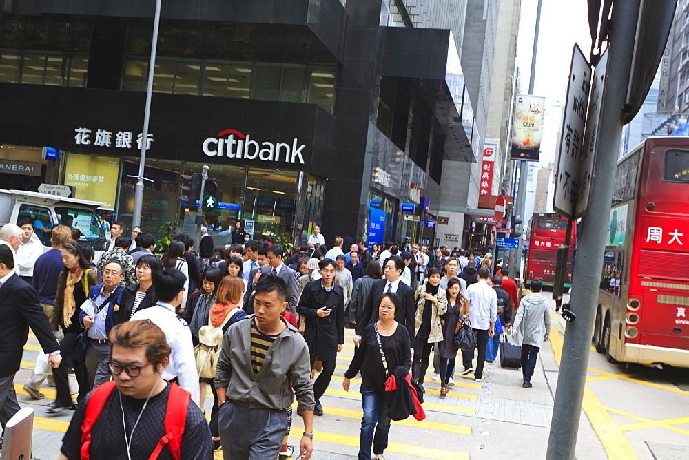 Busy crossing in Central, Hong Kong Island, Hong Kong, China, Asia