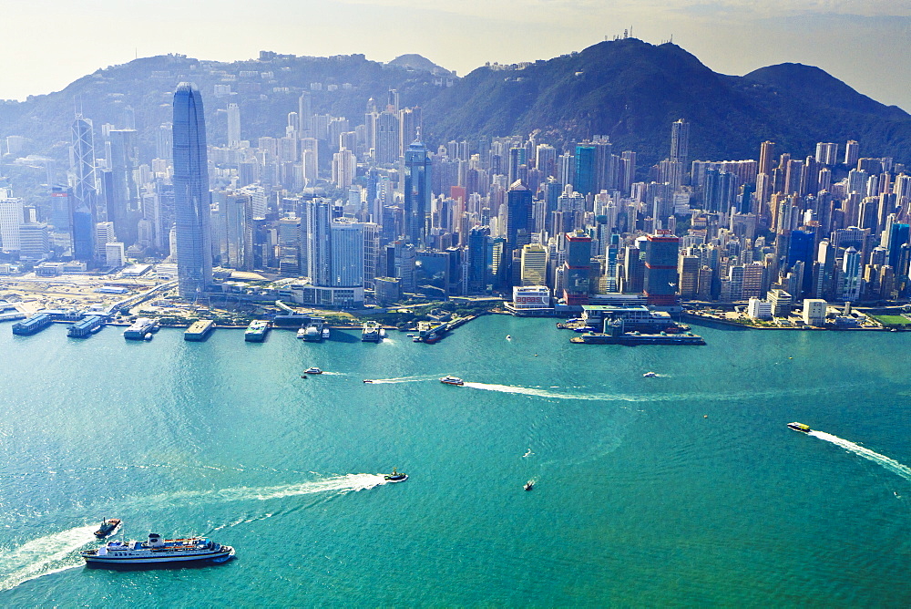 Cityscape of Central, Hong Kong's main financial district, Hong Kong Island, and Victoria Harbour, Hong Kong, China, Asia