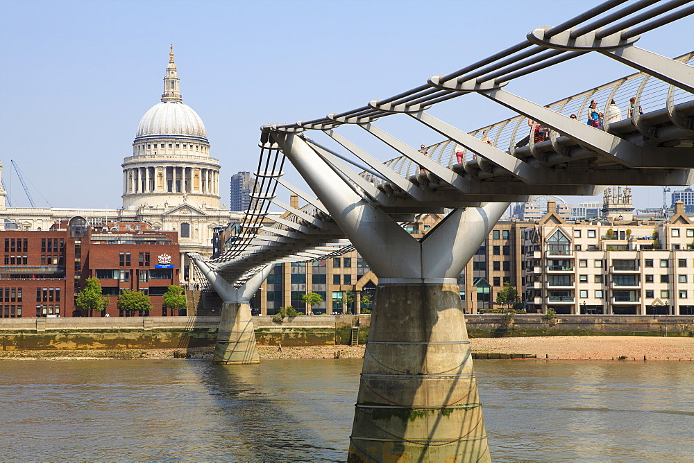 Millennium Bridge and St. Paul's Cathedral, London, England, United Kingdom, Europe