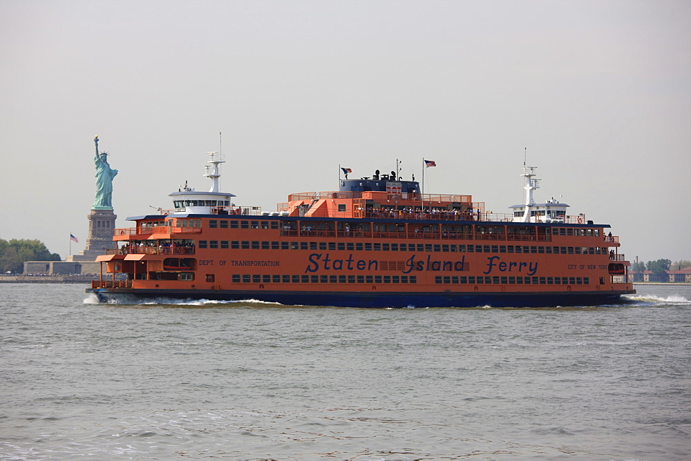 Staten Island Ferry and Statue of Liberty, New York City, New York, United States of America, North America