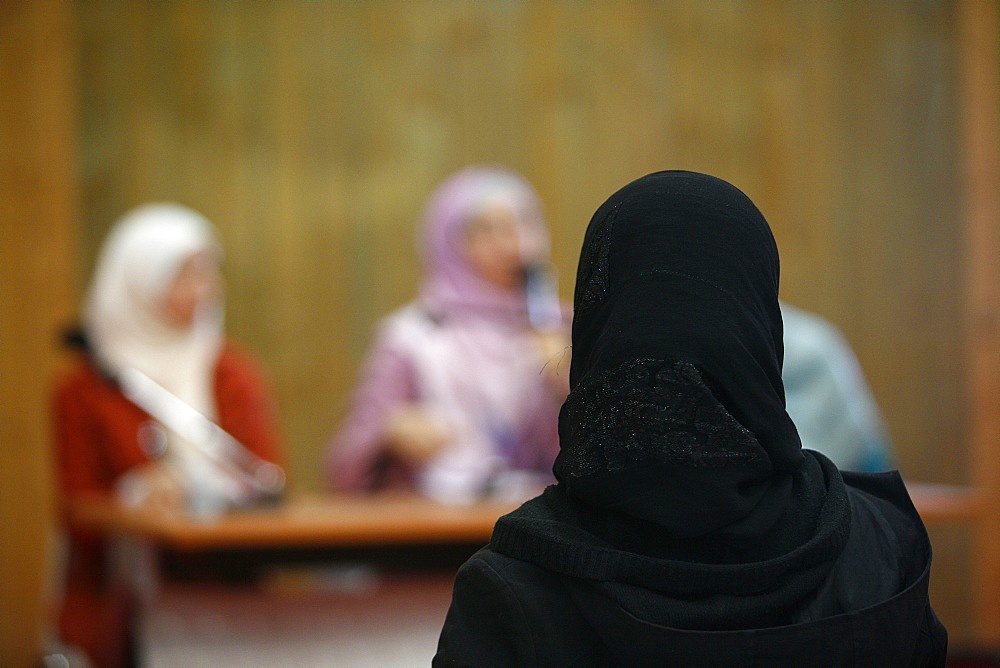 Veiled women at U.O.I.F. annual meeting, Paris, France, Europe