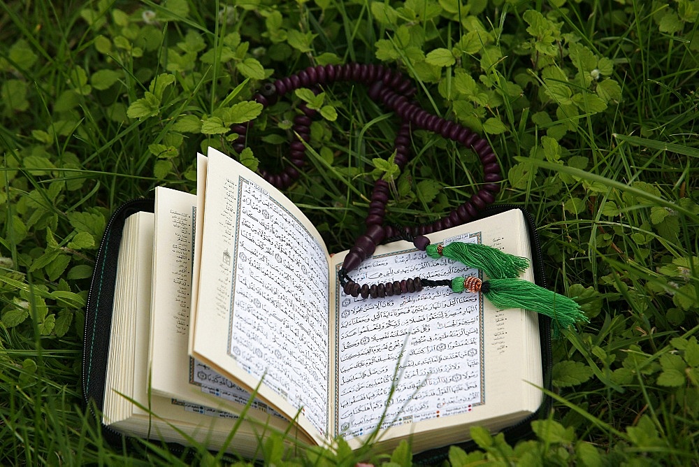 Koran and prayer beads, Chatillon-sur-Chalaronne, Ain, France, Europe