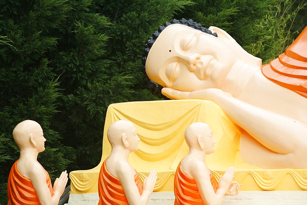 Reclining Buddha statue depicting the Parinirvana, Sainte-Foy-les-Lyon, Rhone, France, Europe