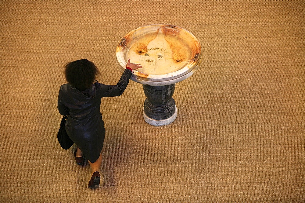 Font at church entrance, Montrouge, Hauts de Seine, France, Europe