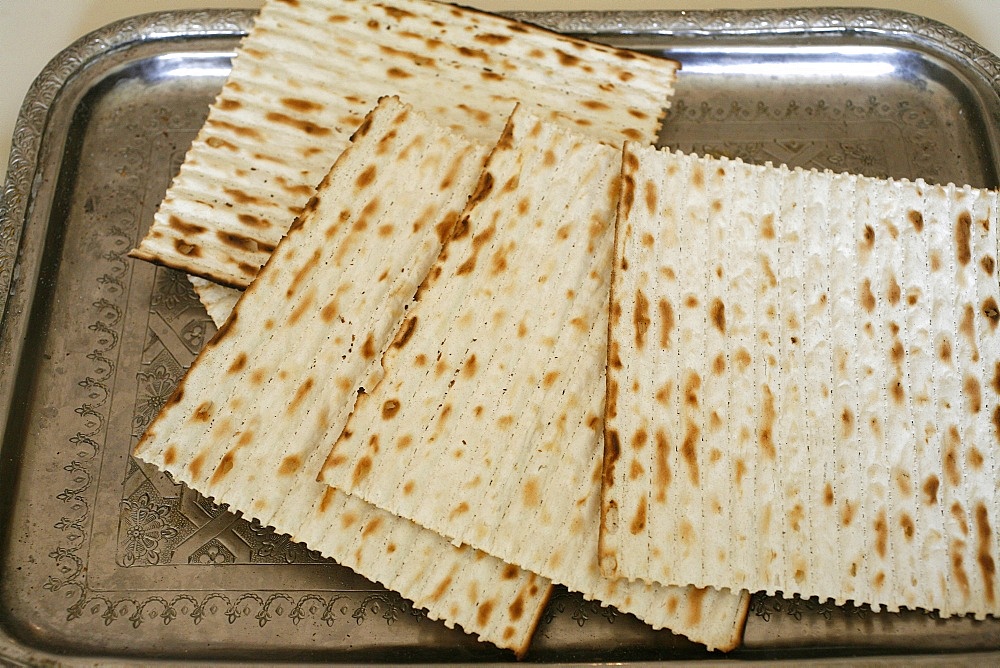 Matzoh (unleavened bread) eaten during Passover Jewish festival, Paris, France, Europe