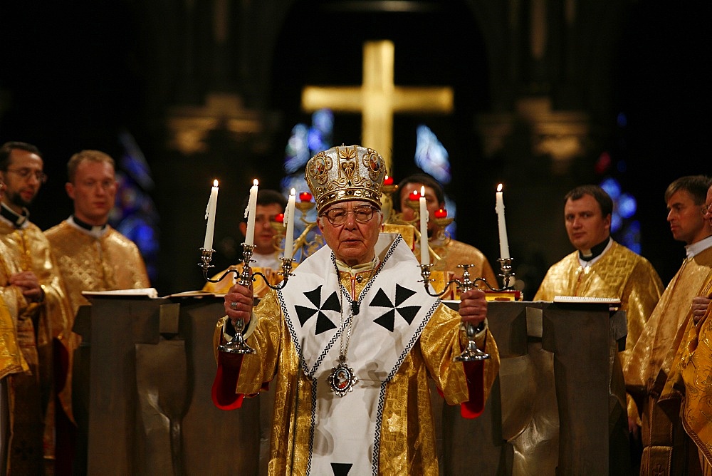 Melkite (Greek Catholic) liturgy in Paris cathedral, Paris, France, Europe