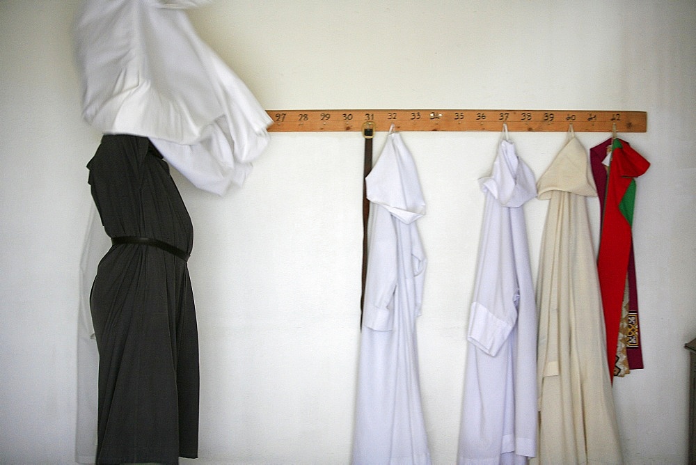 Monk changing, Notre-Dame d'Esperance monastery, Evian, Haute Savoie, France, Europe