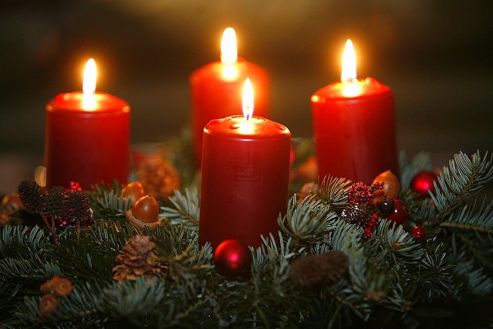 Advent candles, Saint Gervais, Haute Savoie, France, Europe