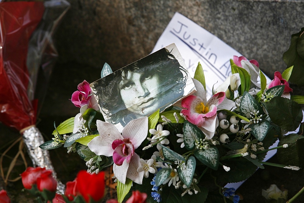 Jim Morrison's grave at Pere Lachaise cemetery, Paris, France, Europe