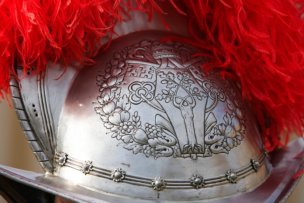 Swiss guard's helmet, Vatican, Rome, Lazio, Italy, Europe