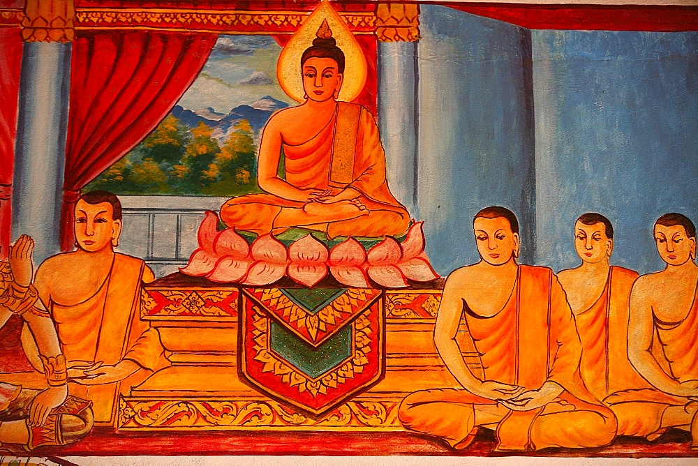 Scene from the life of the Buddha, Vientiane, Laos, Indochina, Southeast Asia, Asia