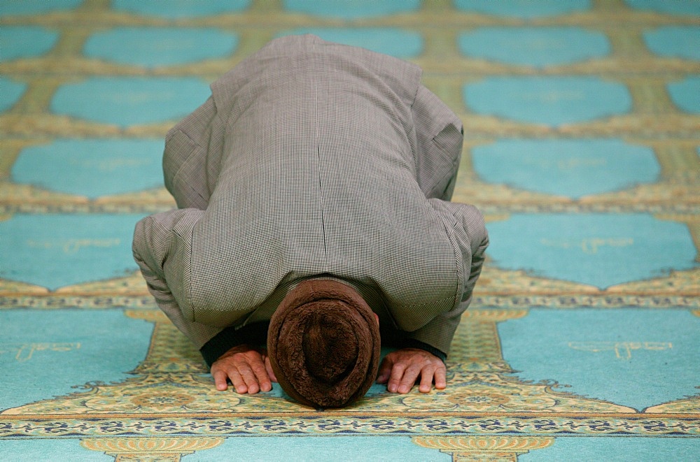 Prayer at the Lyon great mosque, Lyon, Rhone, France, Europe