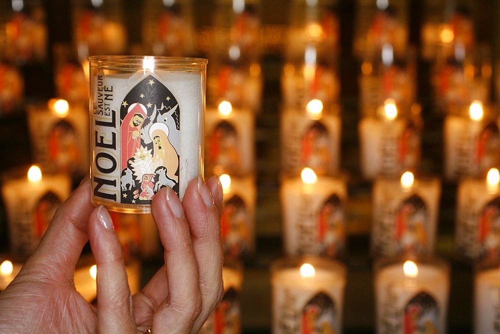 Christmas candles, Lyon, Rhone, France, Europe