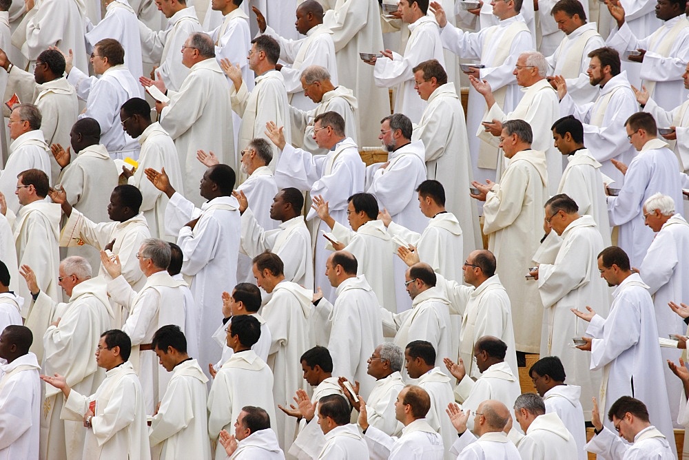 Priests at Mass celebrated by Pope Benedict XVI, Paris, France, Europe