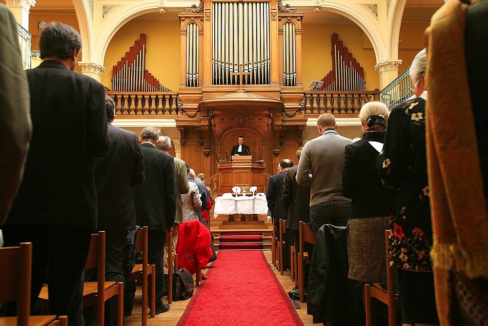 Protestant service (United Reformed church), Paris, France, Europe