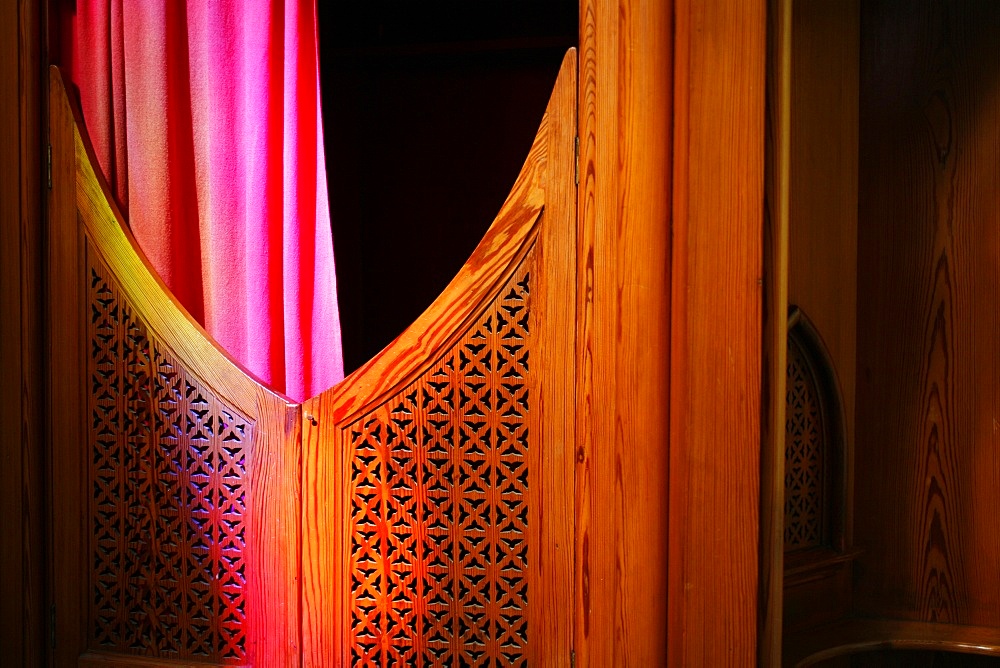 Confession box in Buen Pastor cathedral, San Sebastian, Euskadi, Spain, Europe