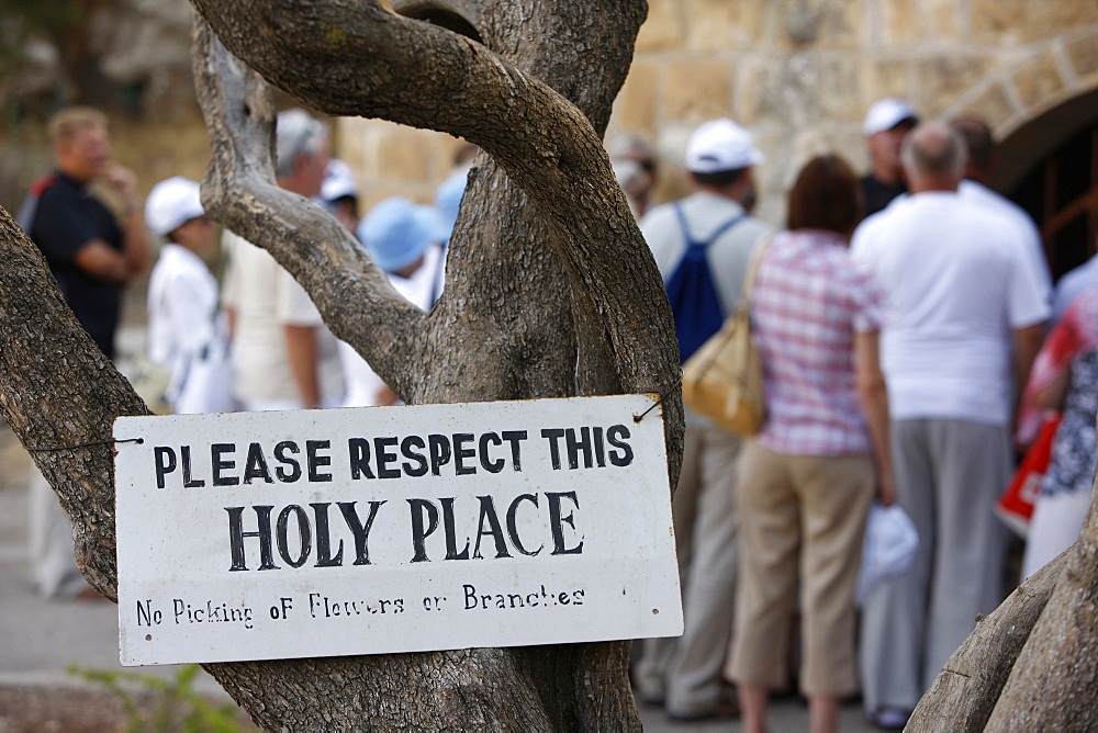 Pilgrims at Dominus Flevit, Jerusalem. Israel, Middle East