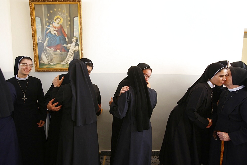 Newly ordained Sisters of the Rosary being congratulated, Beit Jala, Palestine National Authority, Middle East