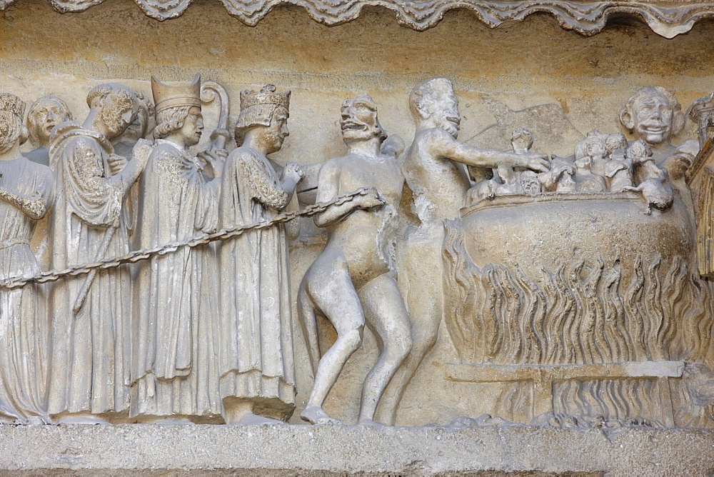 The Last Judgment, north wing of Reims Cathedral, UNESCO World Heritage Site, Reims, Marne, France, Europe