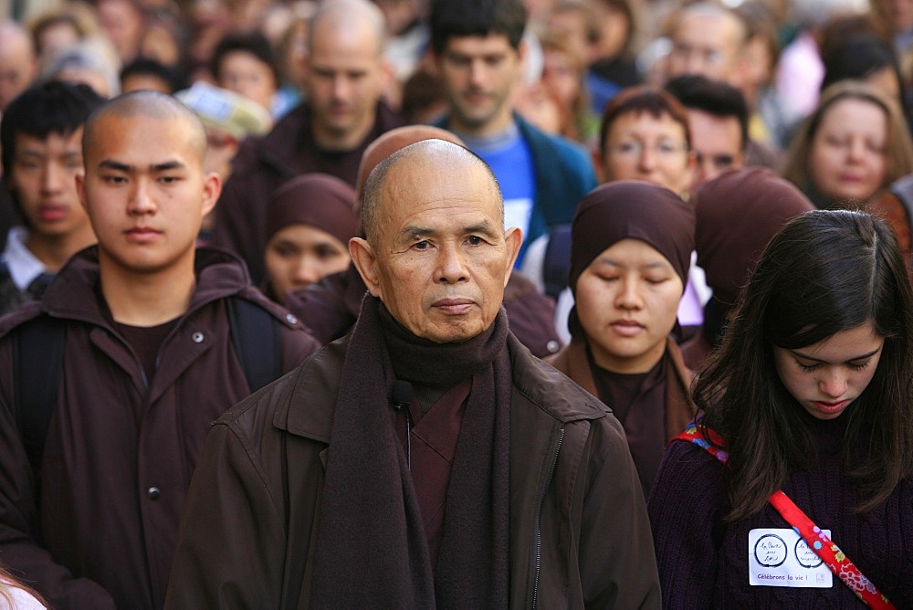 Walking meditation led by Thich Nhat Hanh, Paris, France, Europe