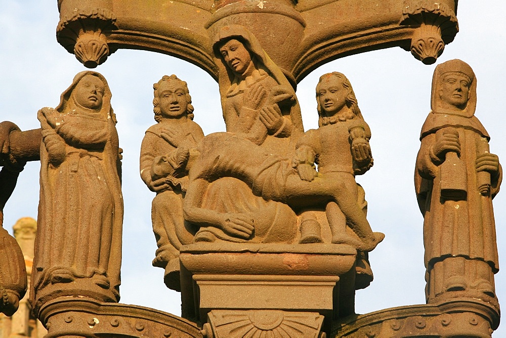 Calvary depicting the Life of Jesus, St. Thegonnec, Finistere, Brittany, France, Europe