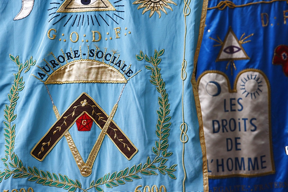 Freemason banners, Paris, France, Europe