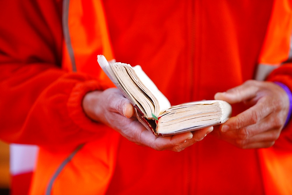 Young pilgrim reading the Bible, World Youth Day, Sydney, New South Wales, Australia, Pacific