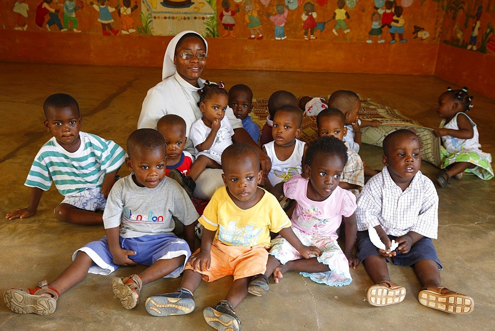 Kindergarten run by Catholic nuns, Lome, Togo, West Africa, Africa