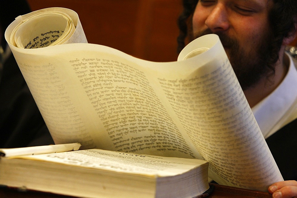 Purim celebration in the Belz Synagogue, Jerusalem, Middle East