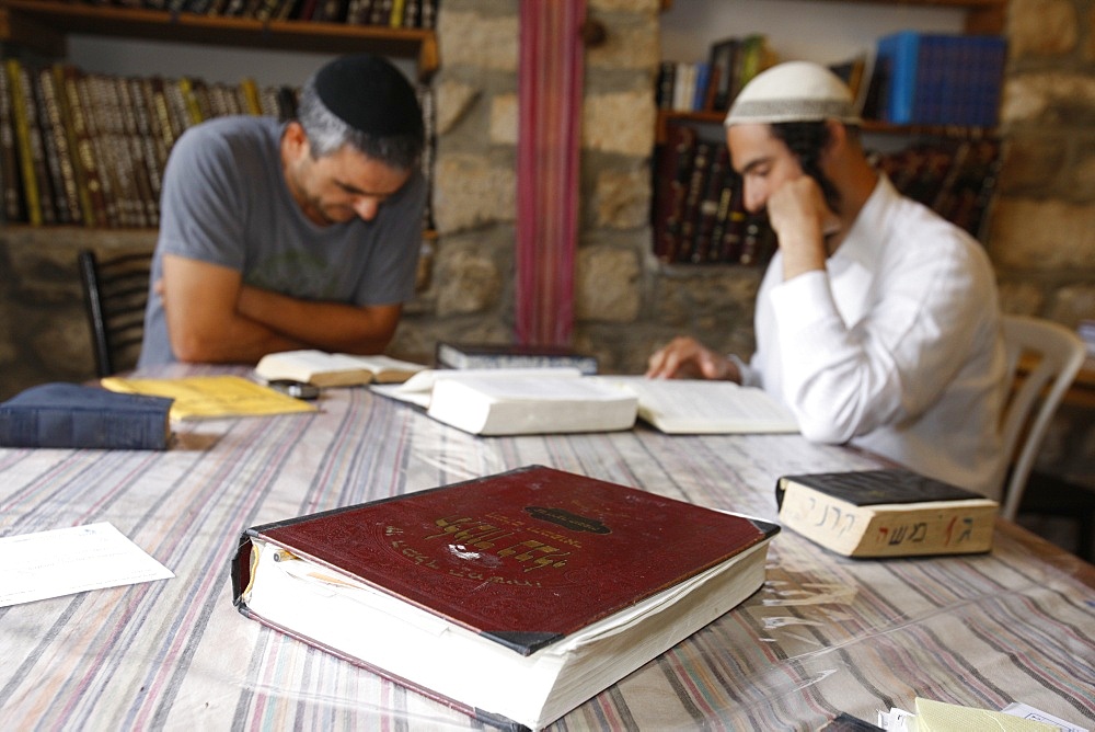 Jews studying Kabbala in a Yeshiva, Safed, Galilee, Israel, Middle East