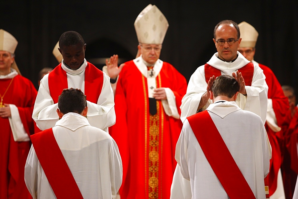 Priest ordinations at Notre Dame de Paris Cathedral, Paris, France, Europe