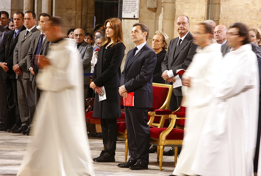 Requiem Mass with President Sarkozy and his wife, Notre Dame Cathedral, Paris, France, Europe