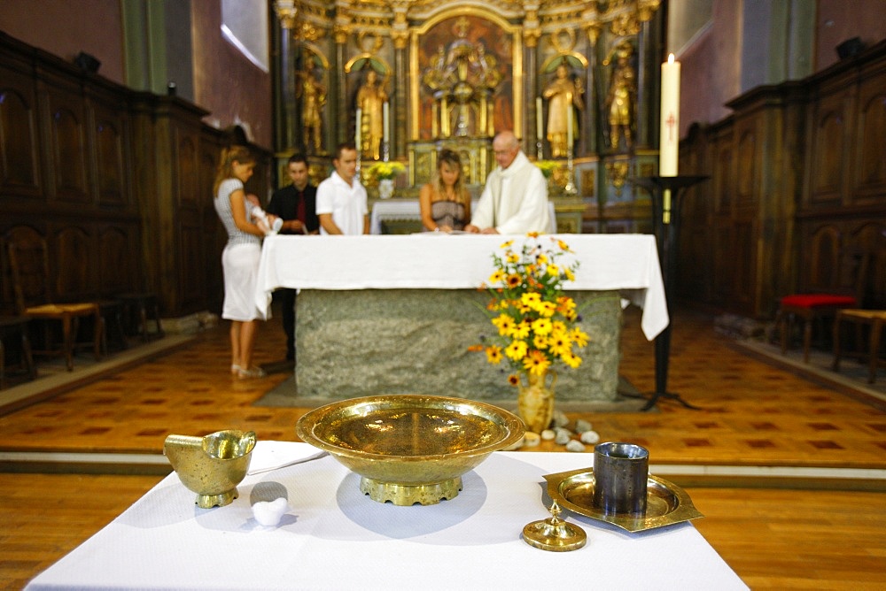 Registration, Catholic baptism, Saint Gervais, Haute Savoie, France, Europe