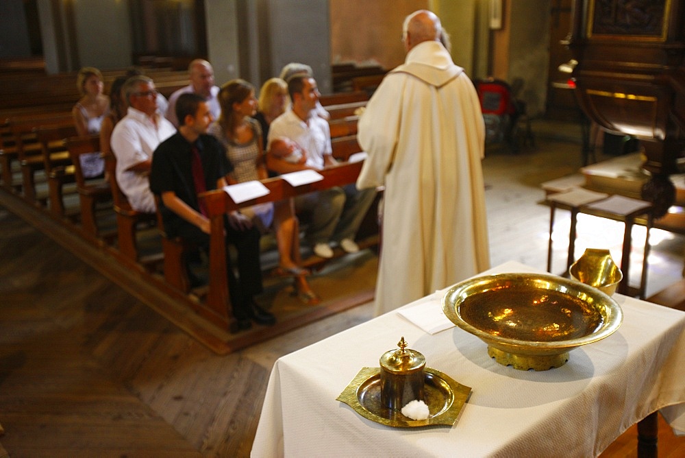 Catholic baptism, Saint Gervais, Haute Savoie, France, Europe