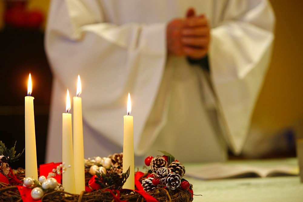 Advent candles, Chedde, Haute Savoie, France, Europe