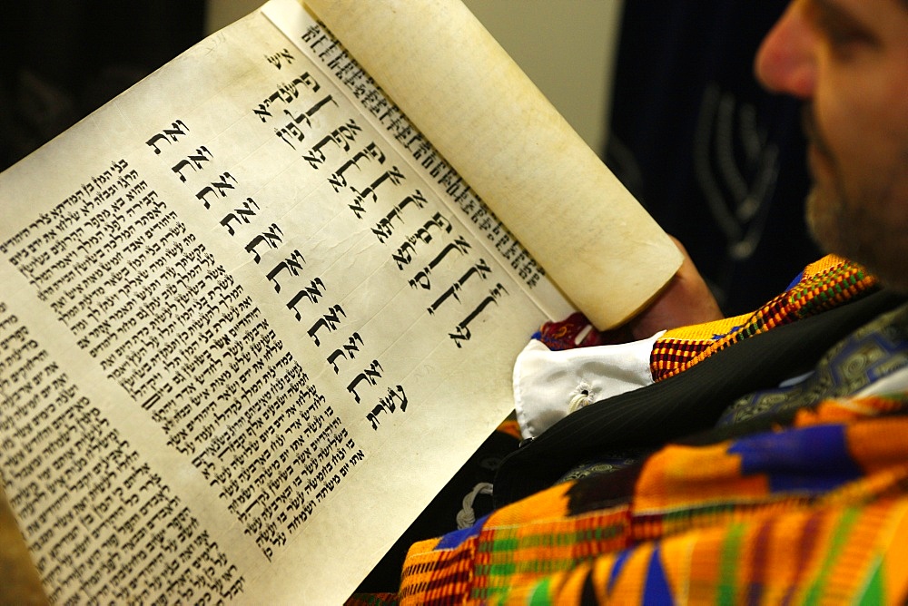 Book of Esther (Meguilah), Purim celebration in a Liberal synagogue, Paris, France, Europe