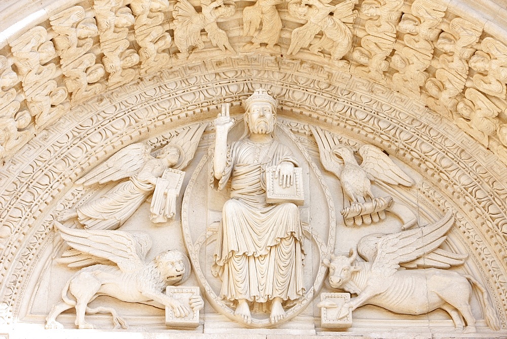 Saint-Trophime church tympanum, Arles, Bouches-du-Rhone, France, Europe