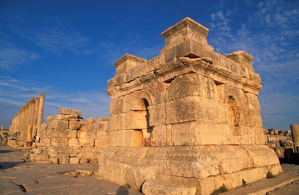 A podium at the South Tetrakionia, Jerash, Jordan, Middle East