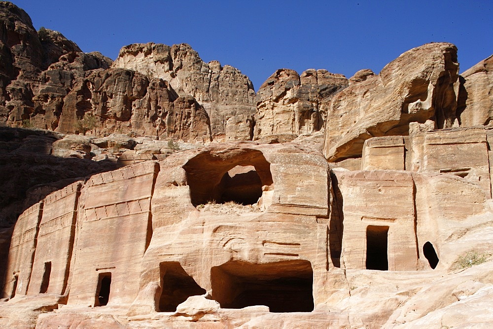 Rock-cut Nabatean tombs, Petra, UNESCO World Heritage Site, Jordan, Middle East