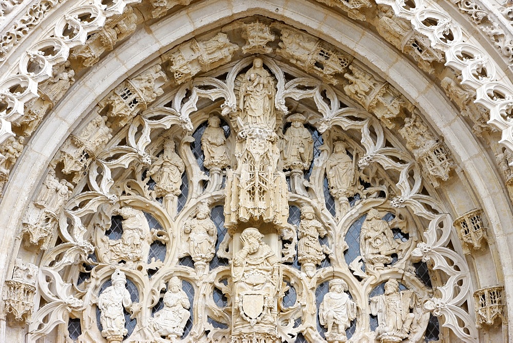 Tympanum showing Jesse's tree, Saint-Riquier Abbey church, Somme, France, Europe