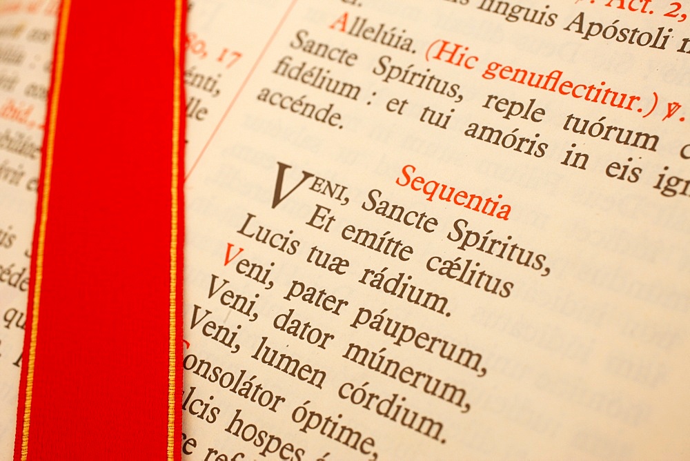 Latin Missal at a traditionalist Catholic pilgrimage, Paris, France, Europe