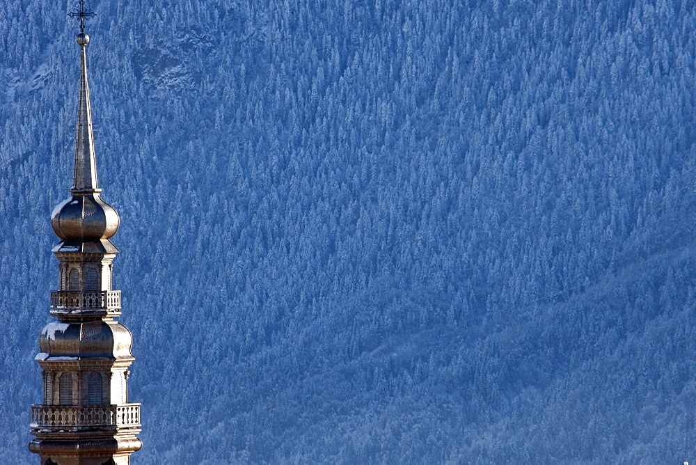 Combloux church spire, Combloux, Haute Savoie, France, Europe