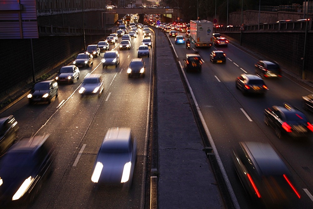 Traffic on the Circular Road around Paris, France, Europe