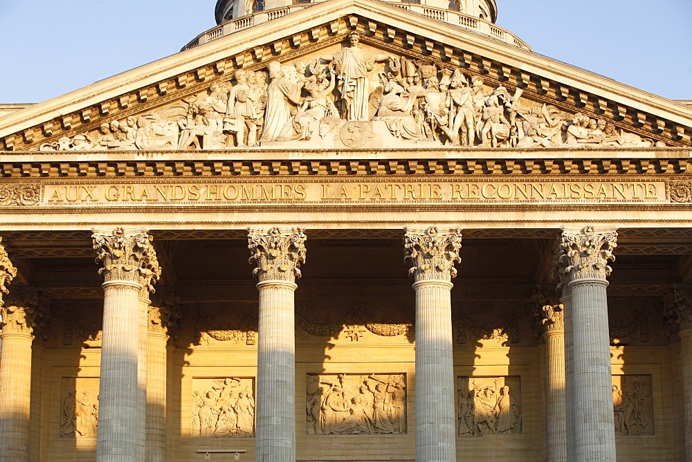 Pediment and columns of the Pantheon, Paris, France, Europe